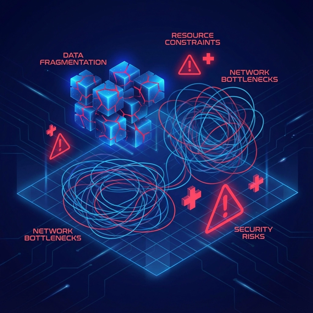 Warning signs illustration showing common pitfalls in AI implementation projects